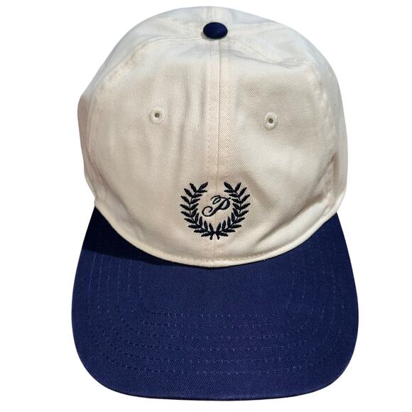 Victoria's Secret Pink Accessories - NEW PINK Victorias Secret Two Tone Cream Navy Embroidered Logo Baseball Cap OS